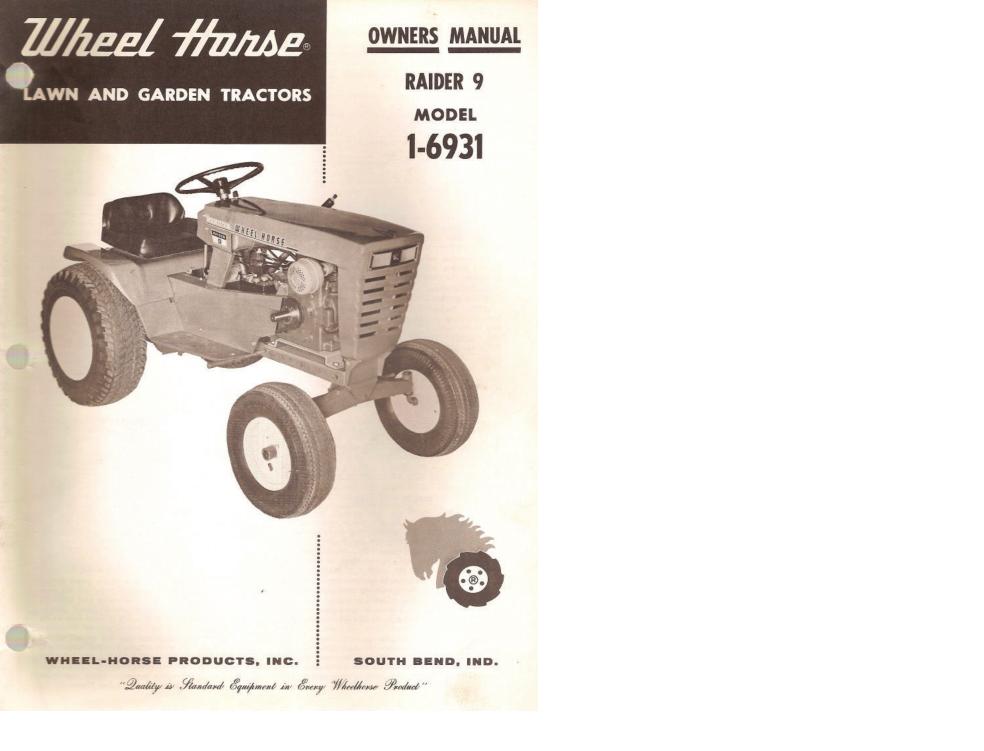 Wheel Horse Raider 9 Owners Manual Model 1-6931 