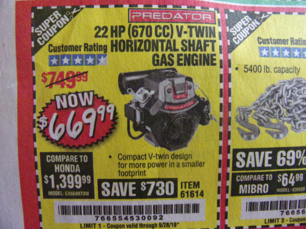 15+ Harbor Freight 22Hp Predator Engine Coupon 2020 Images