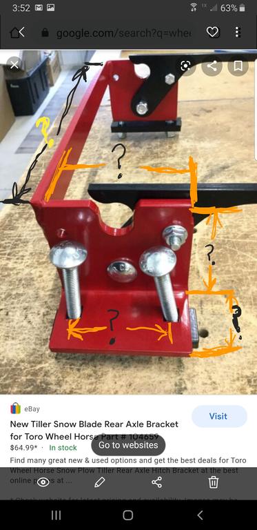 Wheel horse top plow bracket